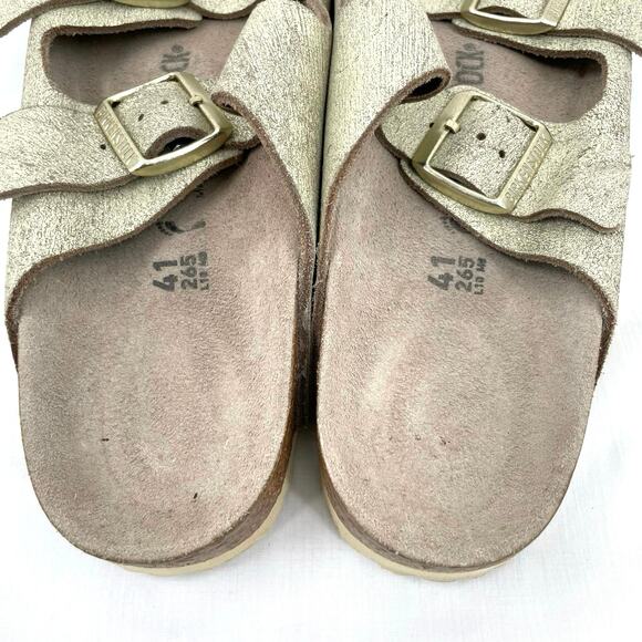 Birkenstock Arizona Sandal Washed Metallic Cream Gold Crackle Neutral Size EU 41 - Picture 6 of 11